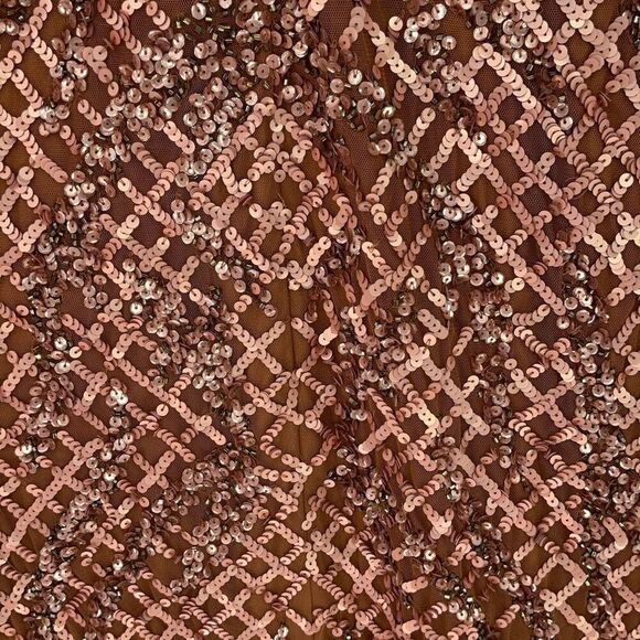 NWT Mac Duggal Copper Sequin Beaded Plaid Halter Neck Lined Cocktail Dress Size - Picture 7 of 16